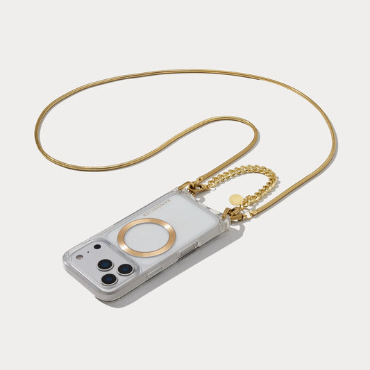 Palmer Magnet Duet Crossbody Phone Case  - Clear/Gold