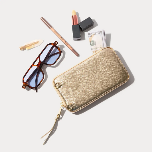 Expanded Zip Pouch - Metallic Gold/Gold