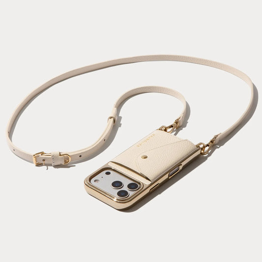 Donna Chrome Crossbody Phone Case - Ivory/Chrome Gold