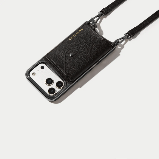 Remi Chrome Magnet Wallet Crossbody Phone Case - Black/Pewter