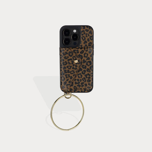 Gigi O-ring Wristlet - Dark Leopard/Gold