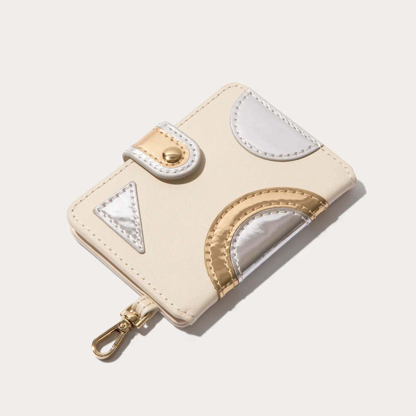 Ivy Magnet Wallet Crossbody Phone Case - Ivory Metallic Silver/Gold