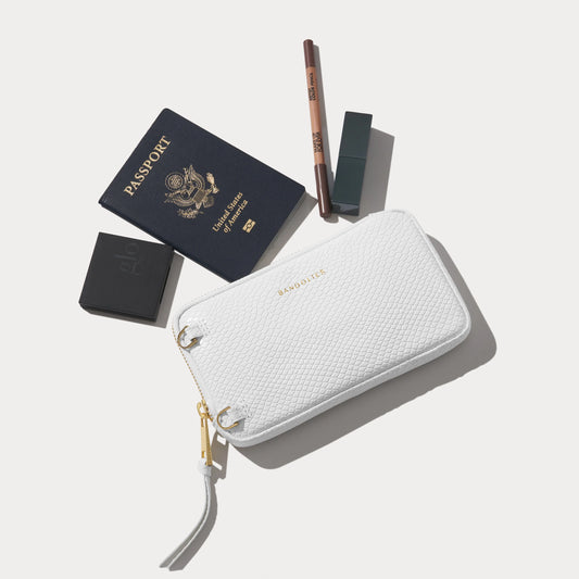 Expanded Zip Pouch - White Snake/Gold