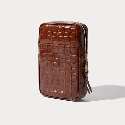 Large Expanded Pouch - Brown Croc