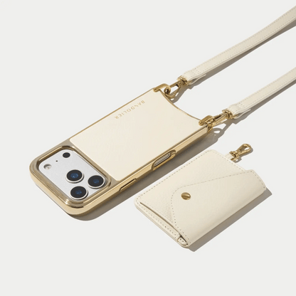 Remi Chrome Magnet Wallet Crossbody Phone Case - Ivory/Chrome Gold