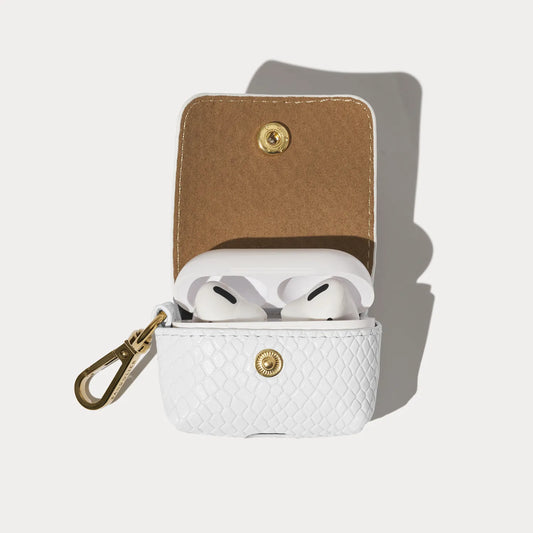 Avery AirPods Clip-On Pouch - White Snake/Gold