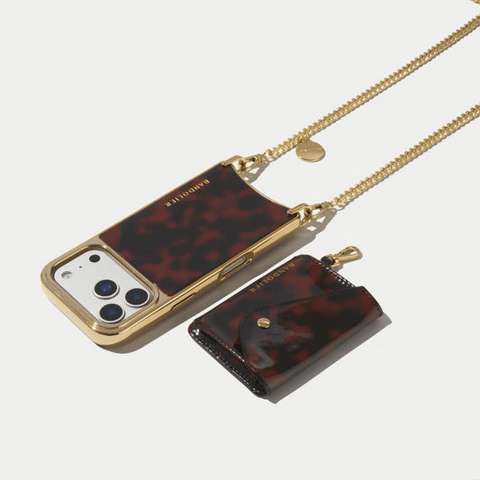 Rio Magnet Crossbody Phone Case - Tortoise/Chrome Gold