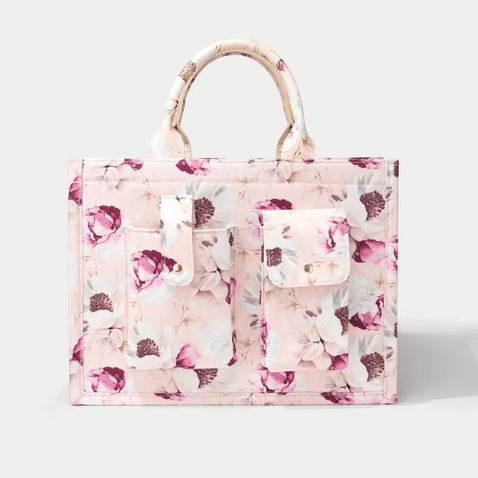 Book Tote - Ceci Pink Floral/Gold