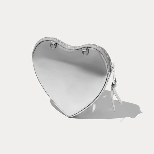 Expanded Heart Pouch - Silver Patent/Silver