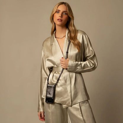 Donna Pouch Set - Metallic Pewter/Pewter