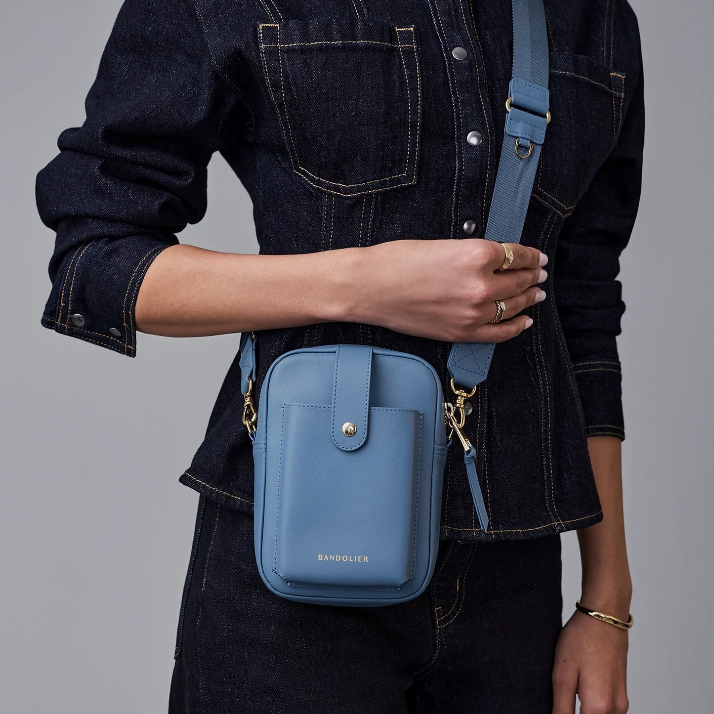 Dillon Bag - Dusty Blue/Gold
