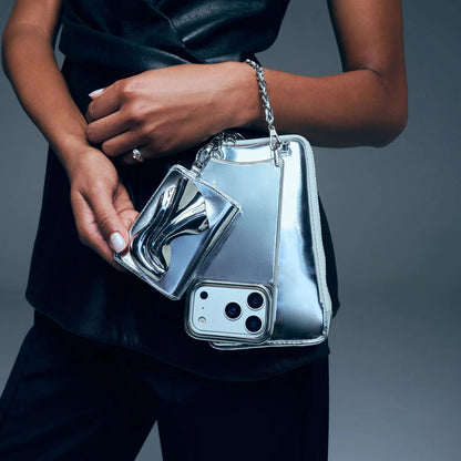 Kate Zipper Pouch - Silver Patent/Silver