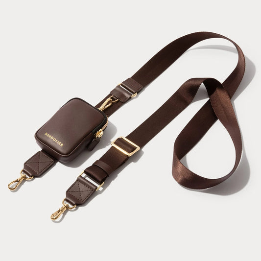 Bodie Crossbody Strap Only with Mini Zip Pouch - Espresso/Gold
