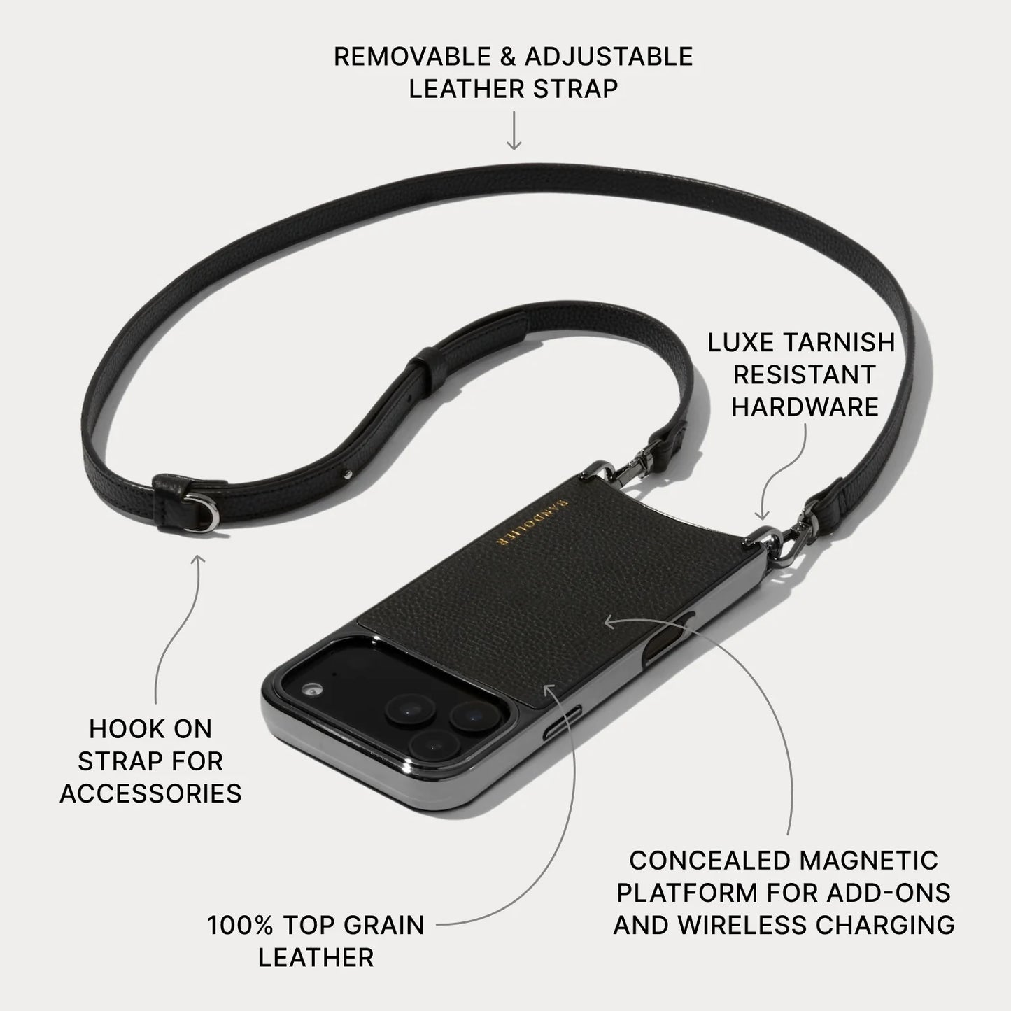 Rayna Chrome Crossbody Phone Case - Black/Pewter