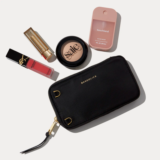 Nylon Expanded Zip Pouch - Black/Gold