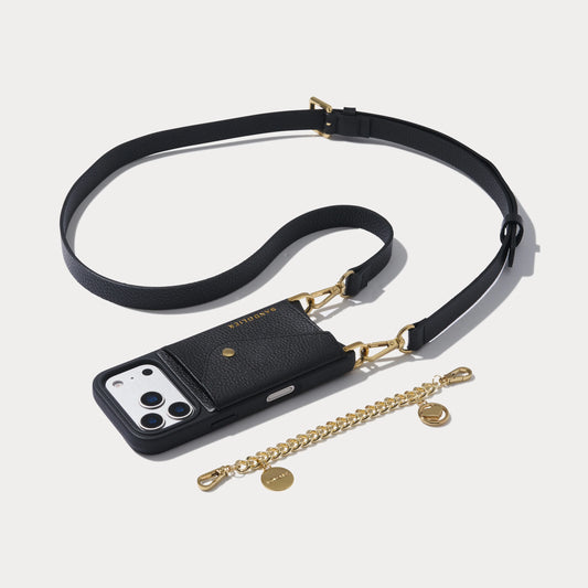 Hailey + Charm Wristlet Set - Black/Gold