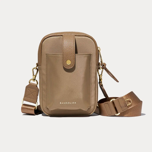 Dillon Nylon Crossbody Bag - Taupe/Gold