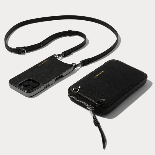 Rayna Chrome Pouch Set - Black/Pewter